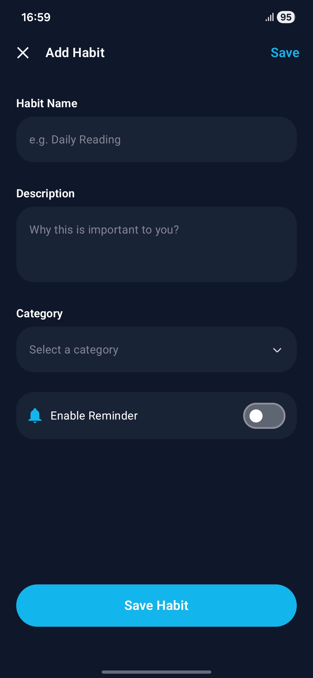 Add Habit screen